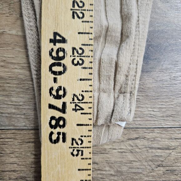 Labiz Bodysuit Womens Small One-Piece Ribbed Knit Cut Out Long Sleeve Beige - Picture 12 of 13